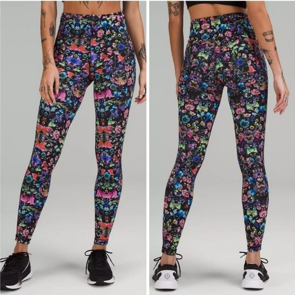 NWT Lululemon Sz2 Swift Speed HR Tight 28" Legging in Flowerscope Black Multi - Picture 2 of 13